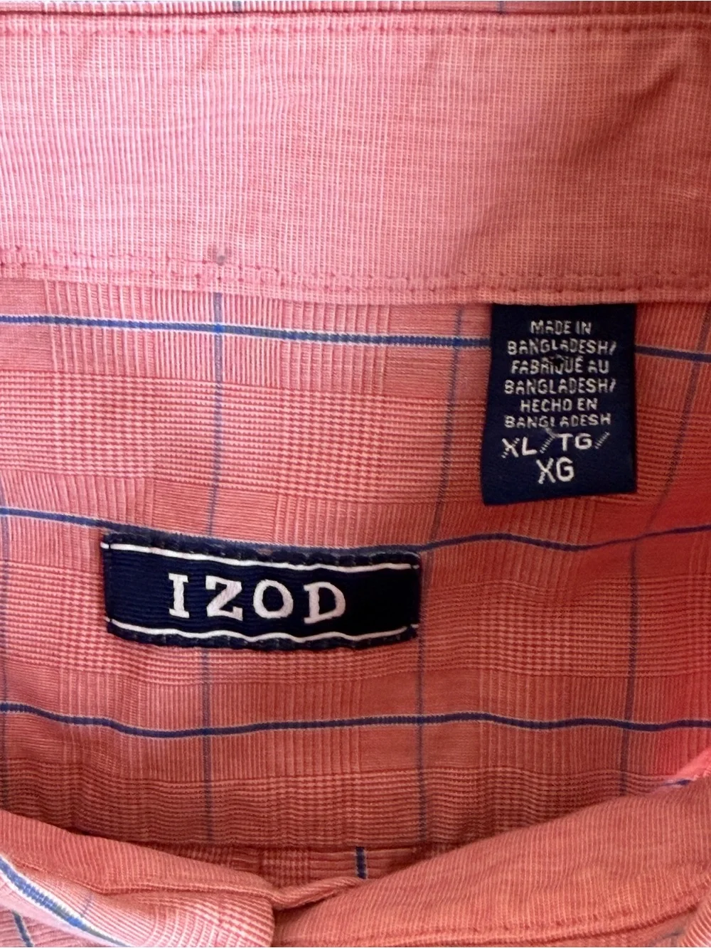 Izod‎ Pink Plaid Button-Down Shirt with Blue Windowpane